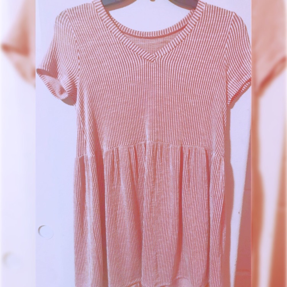 Tagless striped cotton tri blend babydoll dress